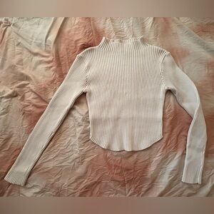 MABLE | Ribbed Mock Neck Sweater in Off White / Cream | Viscose/Nylon NWOT